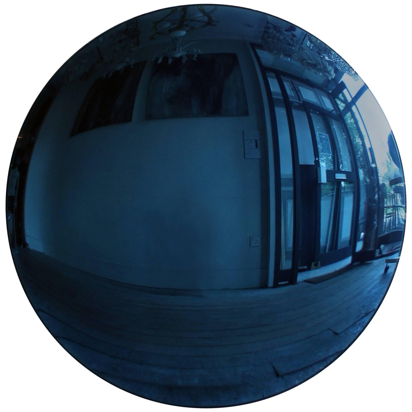 Large Blue Convex Mirror For Sale