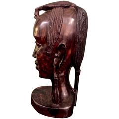 20th Century Carved African Female Bust 11