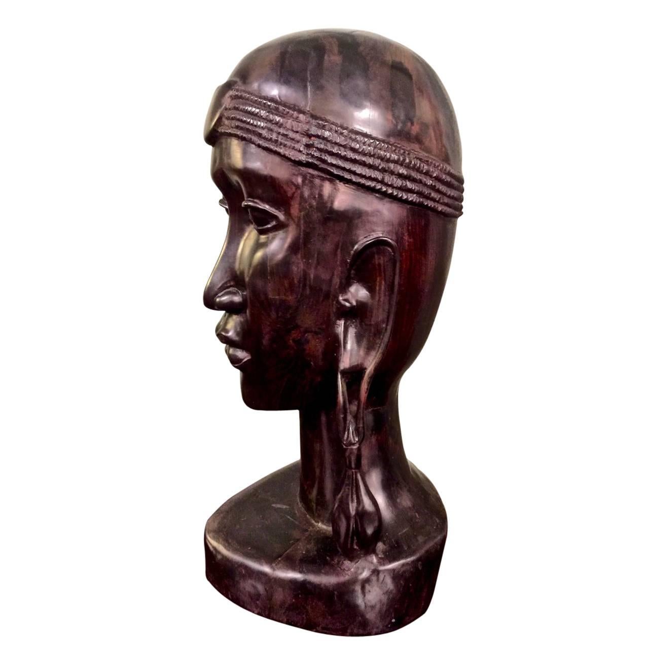 20th Century African Ebony Male Bust For Sale