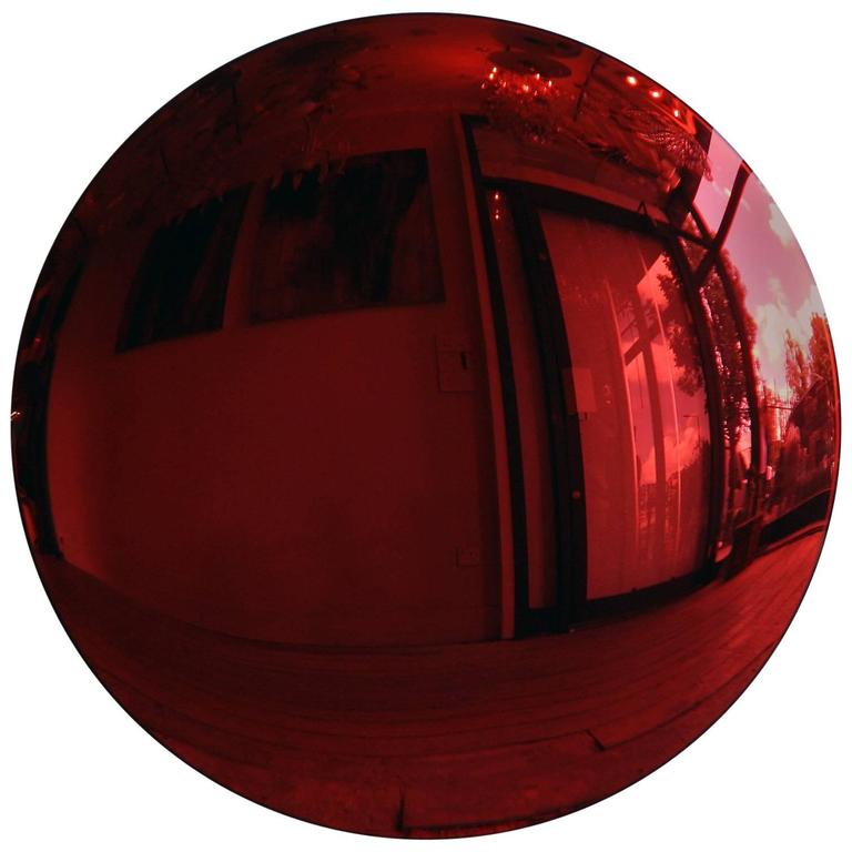 Large Red Convex Mirror For At 1stdibs Large Red Convex Mirror For