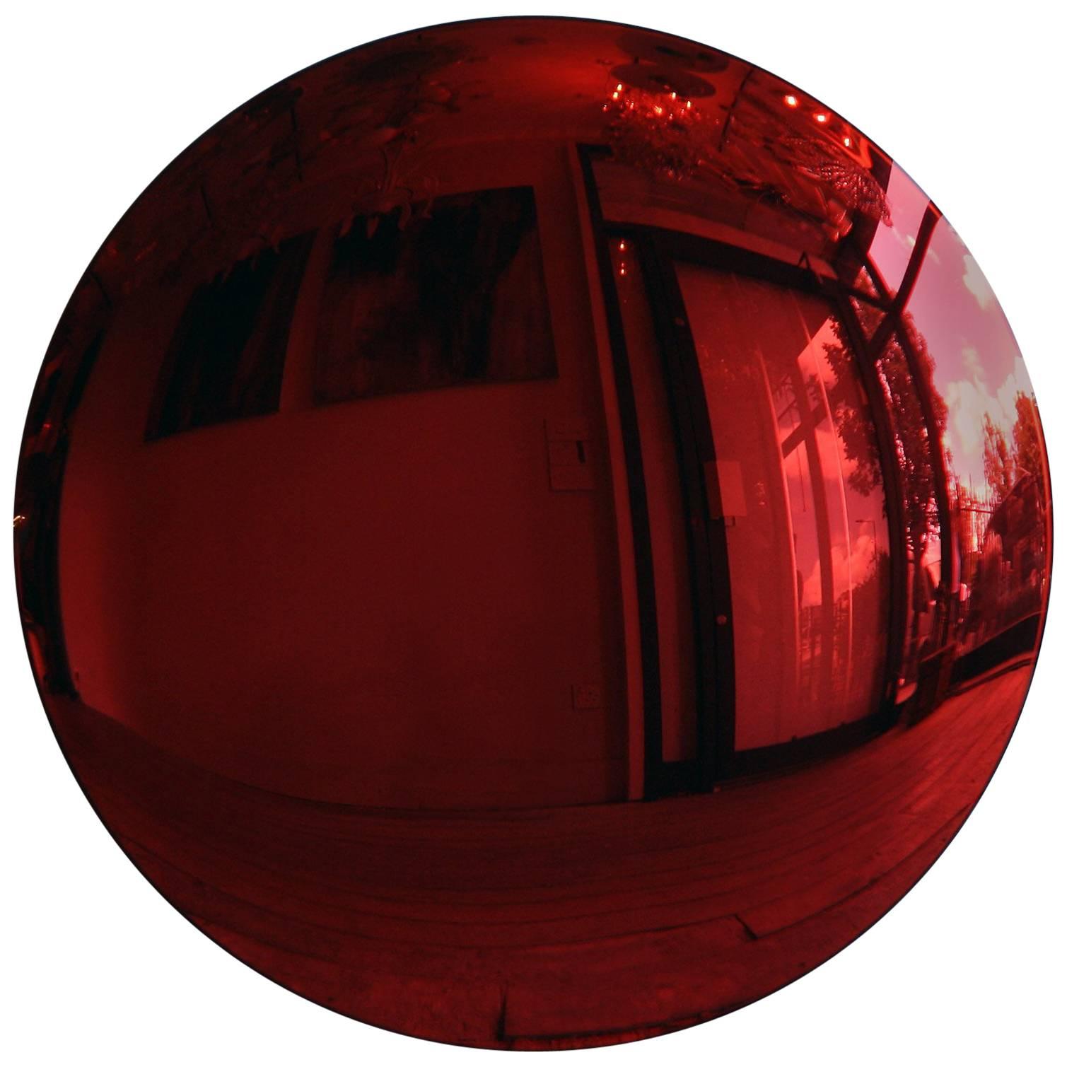 Grand miroir convexe rouge