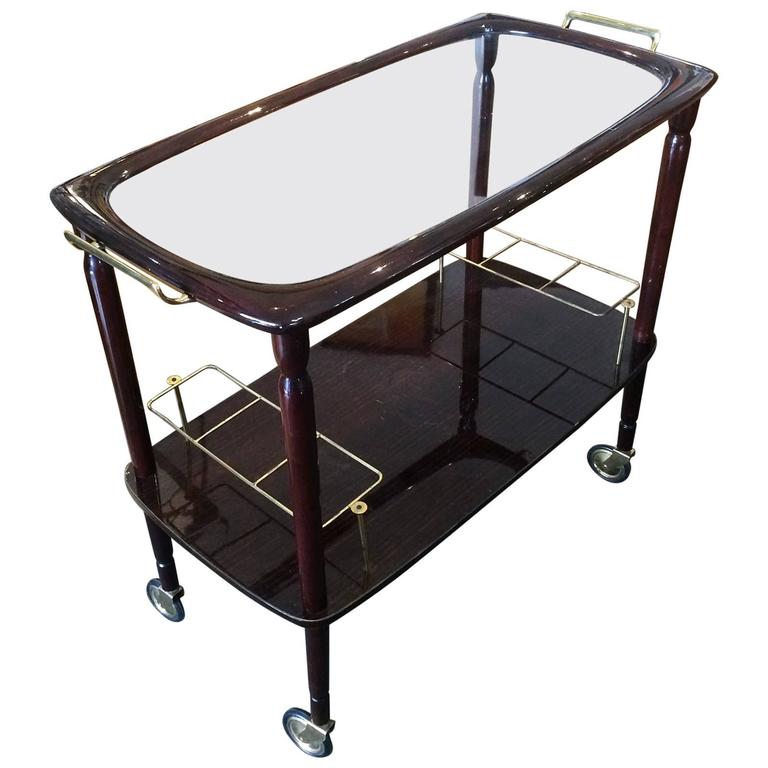 French MidCentury Lacquered Bar Cocktail Cart Trolley For Sale at 1stDibs