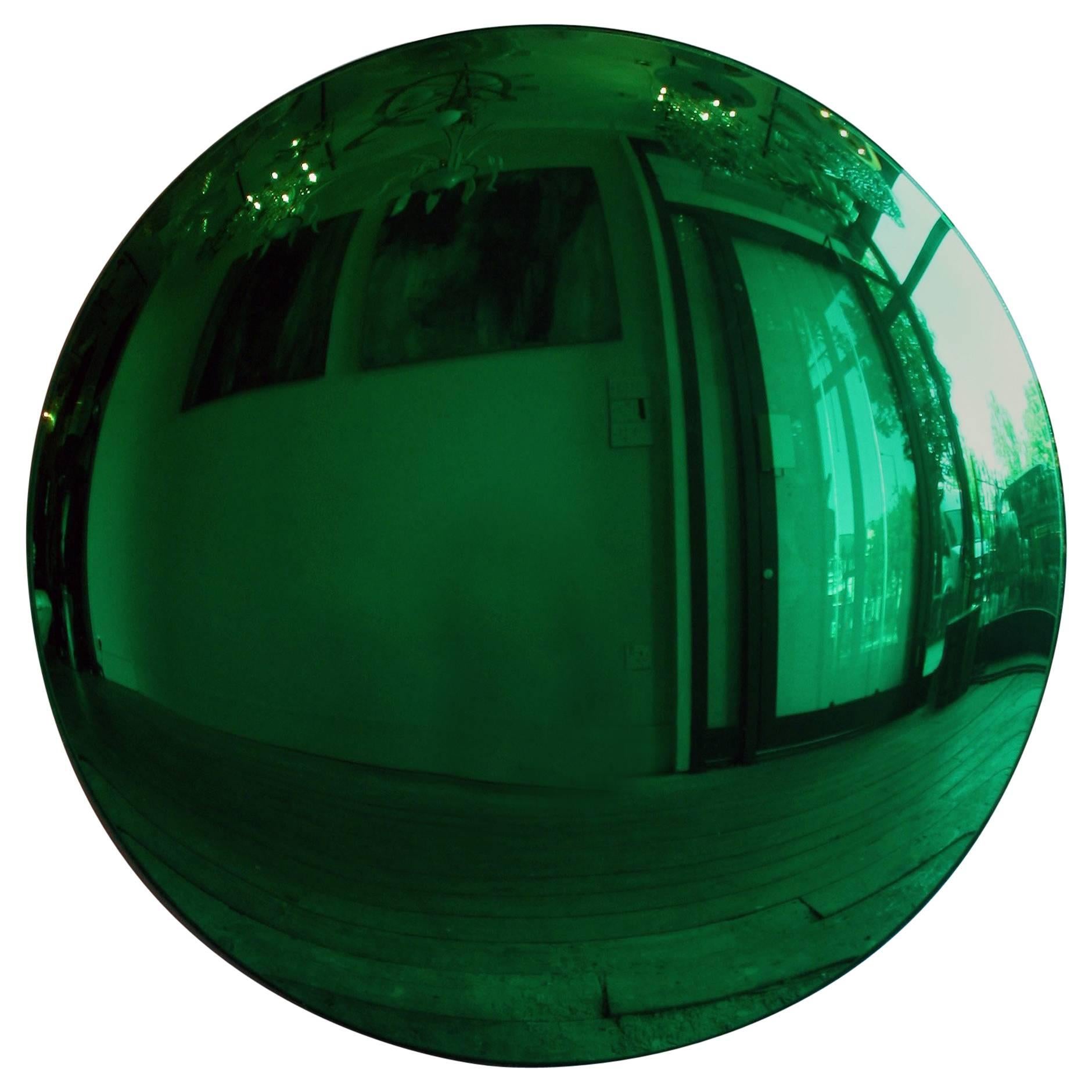 Large Convex Green Mirror For Sale