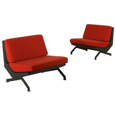 Two Armchairs by Moscatelli for Formanova Steel Leather, Italy, 1960s-1970s