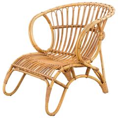 Danish Wicker and Bamboo Easy Chair