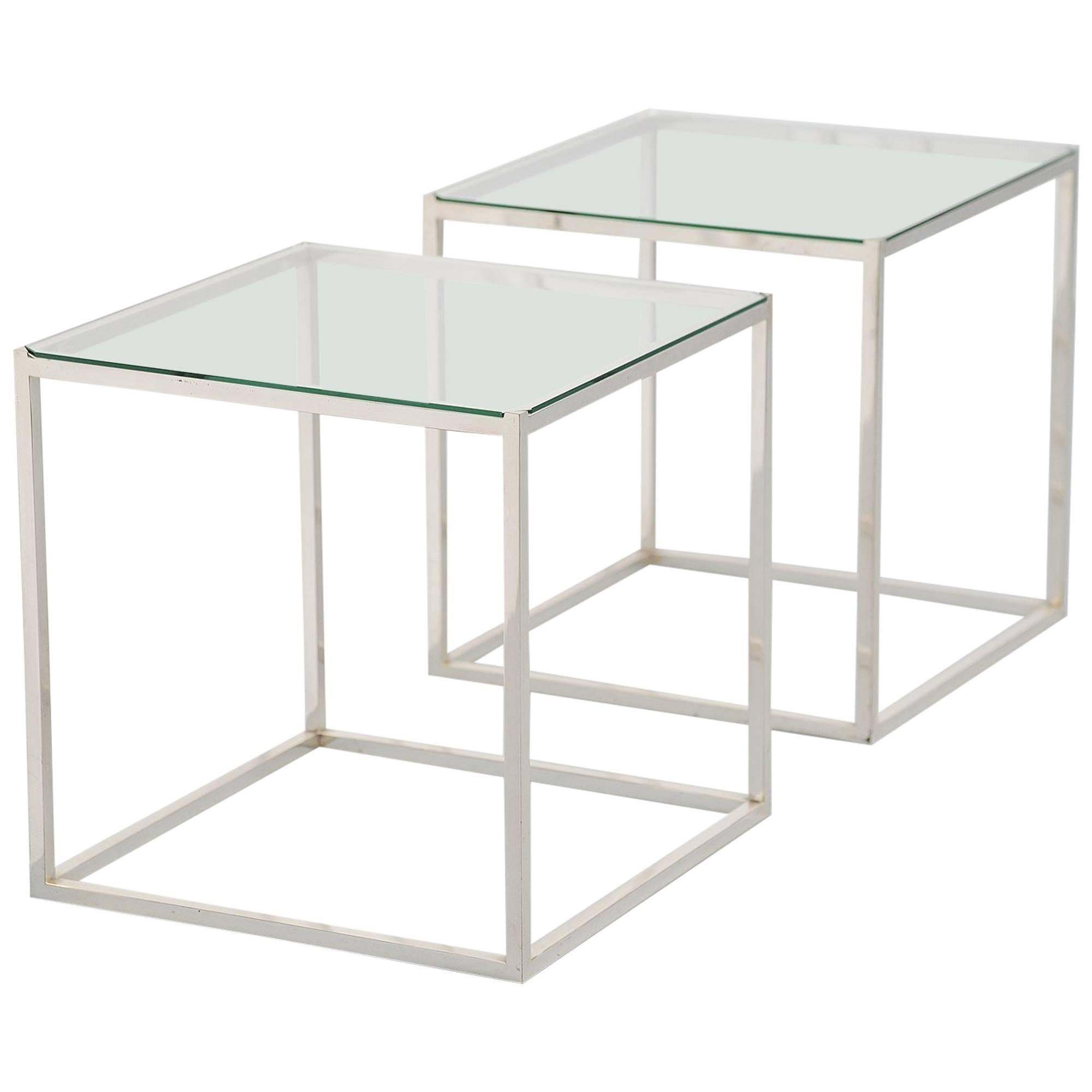 Lino Sabattini Side Tables Silver Plated, Italy, 1970