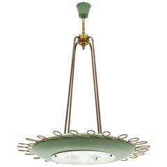 Italian Brass and Lacquered Aluminium Chandelier, 1950s