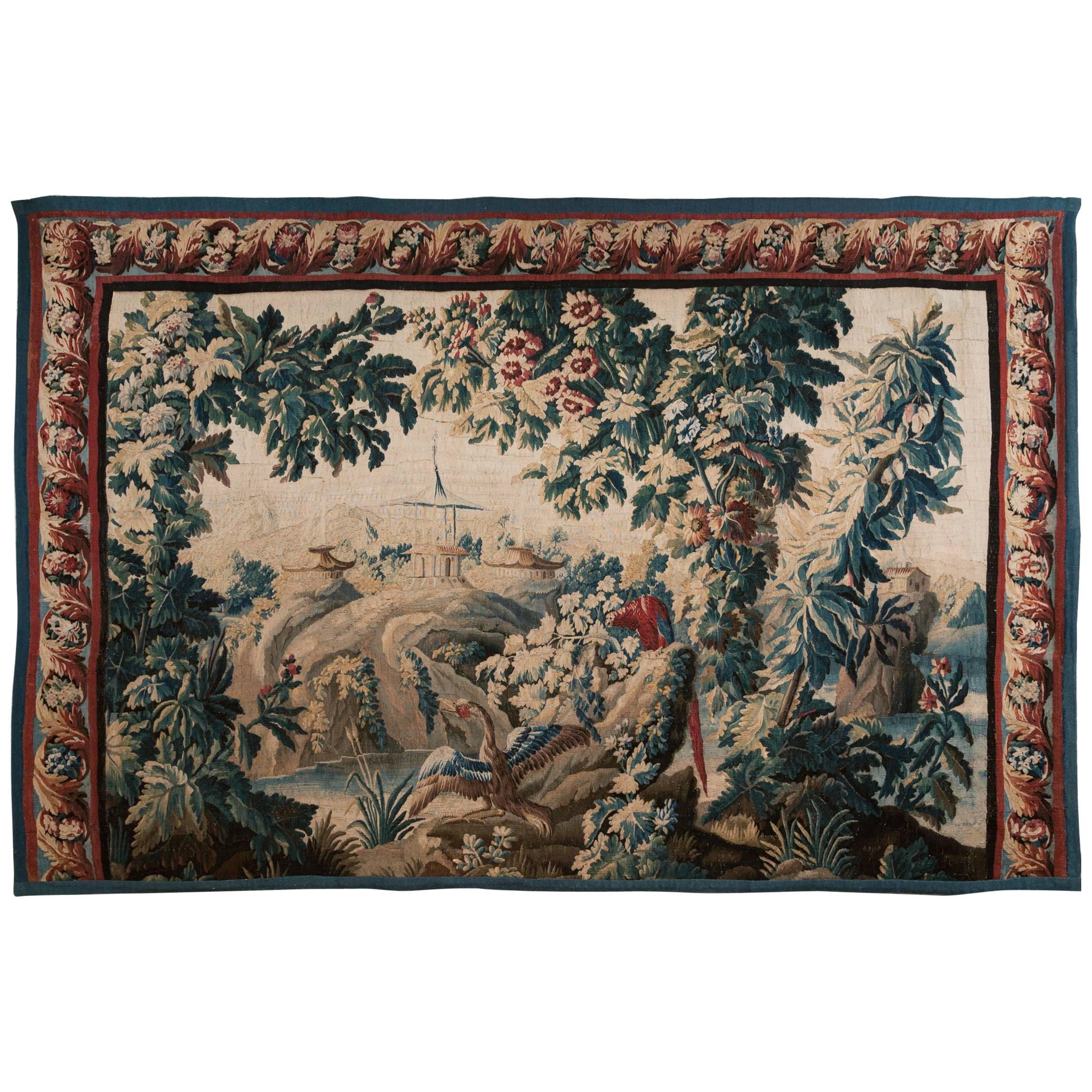 18th Century Aubusson Tapestry in the Chinoiserie Taste, after J.B Pillement For Sale