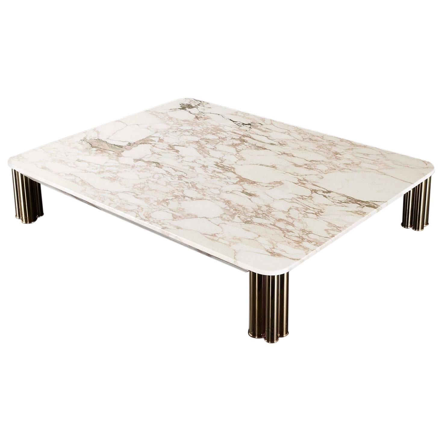 Ambra Coffee Table with Calacatta Oro Marble Top or Other Finishes