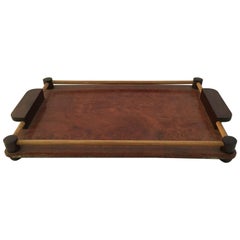 Art Deco Rosewood and Walnut Burl Serving Tray
