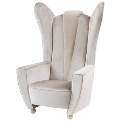 Empire State Armchair in Black or Grey Velvet or in Painted Ecoleather