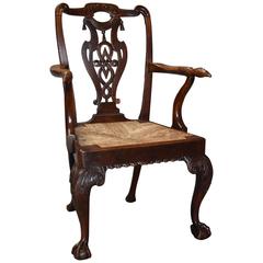 18th Century Mahogany and Walnut Armchair of Sophisticated Design