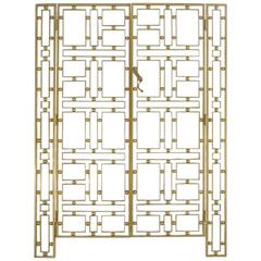A Pair of Heavy Duty Iron & Gilt Security Gates in the Style of Josef Hoffmann