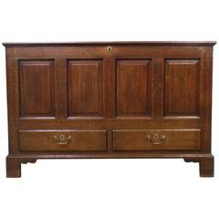 Oak Late 18th Century English Four Panel Mule Chest