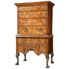 Georgian Walnut Highboy Chest on Stand 11