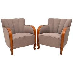 Pair of Swedish Art Deco Upholstered Armchairs