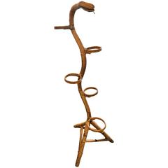 Huge Italian 1960 Wicker Snake Plant Holder 12