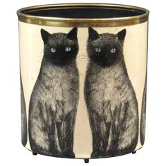 Vintage Piero Fornasetti Cat Wastebasket, 1950s