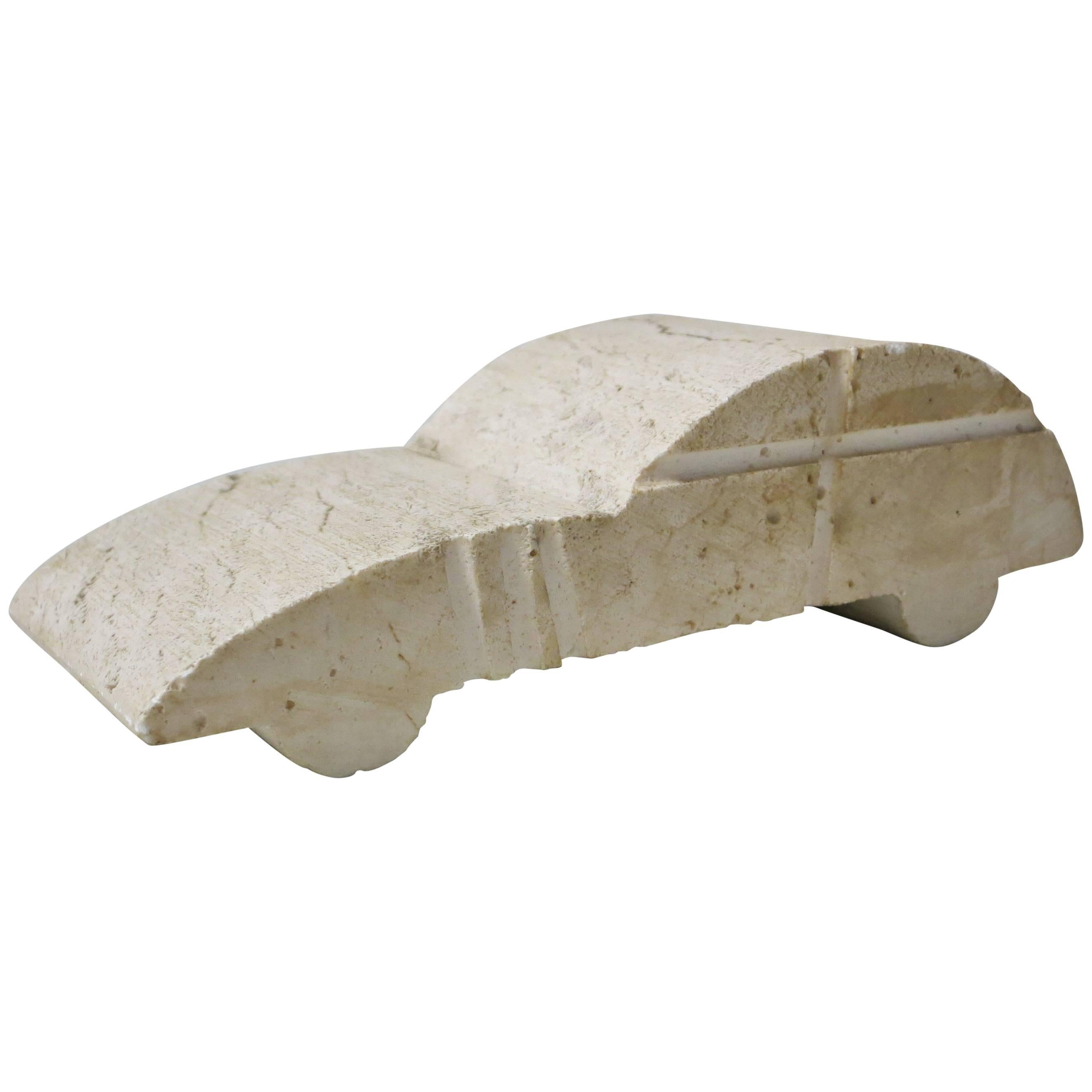 Italian Sport Car Paperwieght in Travertine by Fratelli Mannelli, circa 1970 For Sale