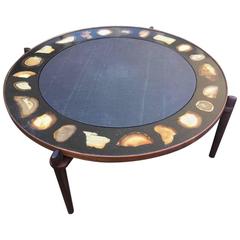 Very Rare and Exclusive Cocktail Table with Agate Inlays and Rosewood Base