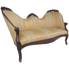 Antique Victorian Rosewood Carved Sofa or Chaise