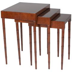 Set of Three Mahogany Nesting Table Attributed to James Mont 7