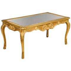 20th Century, French Gilt Coffee Table with Mirror Top