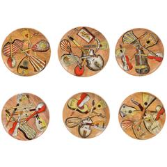 Piero Fornasetti Set of Six Strumenti Musicali Plates, 1950s-1960s 6