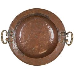 Antique Early Handled 19th Century Copper Charger