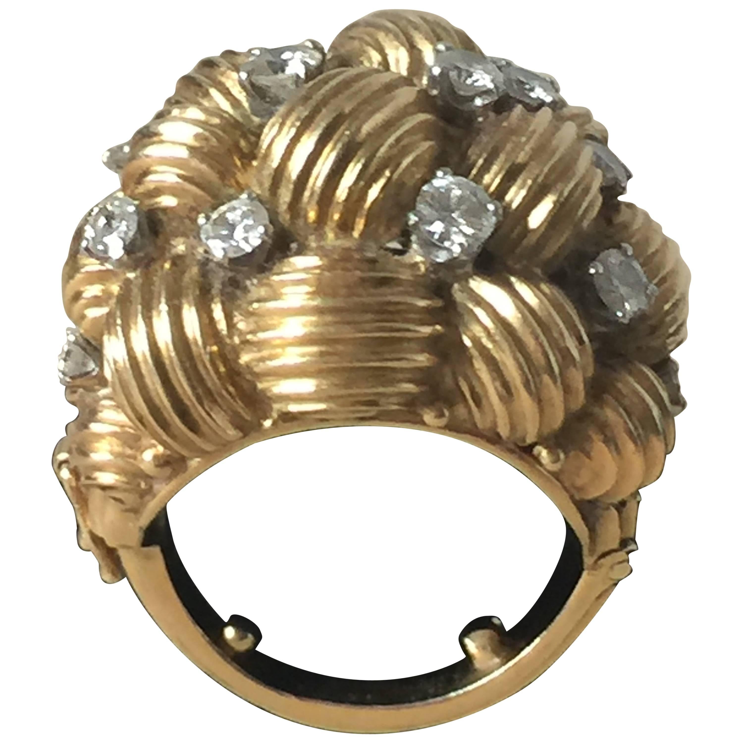 Diamond and Gold Cocktail Ring