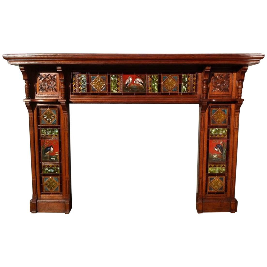 Impressive Gothic Revival Oak Fireplace Surround Attributed to Bruce Talbert