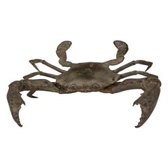 Vintage French Cast Bronze Crab Lifesize Sculpture circa 1940