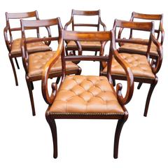 Quality Set of Six Regency Style Mahogany and Leather Dining Chairs