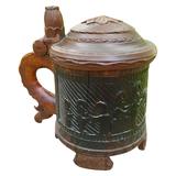 Rare Norwegian Carved Tankard Featuring Gnomes, Mid-18th Century