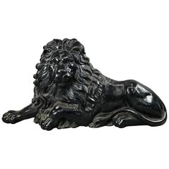 Antique Architectural Cast Iron Recumbent Lion Doorstop, circa 1890