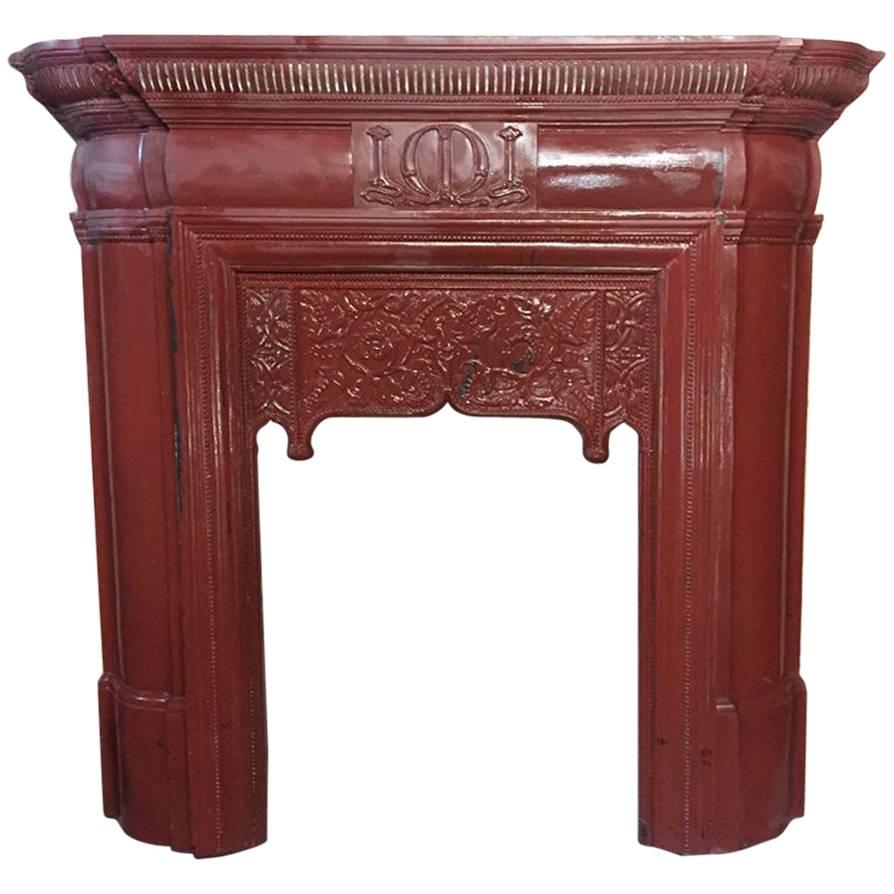 Rare Thomas Elsley Fireplace with Stylized Floral Details to the Centre