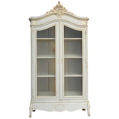 19th Century French Louis XV Painted Bibliotheque Display Armoire