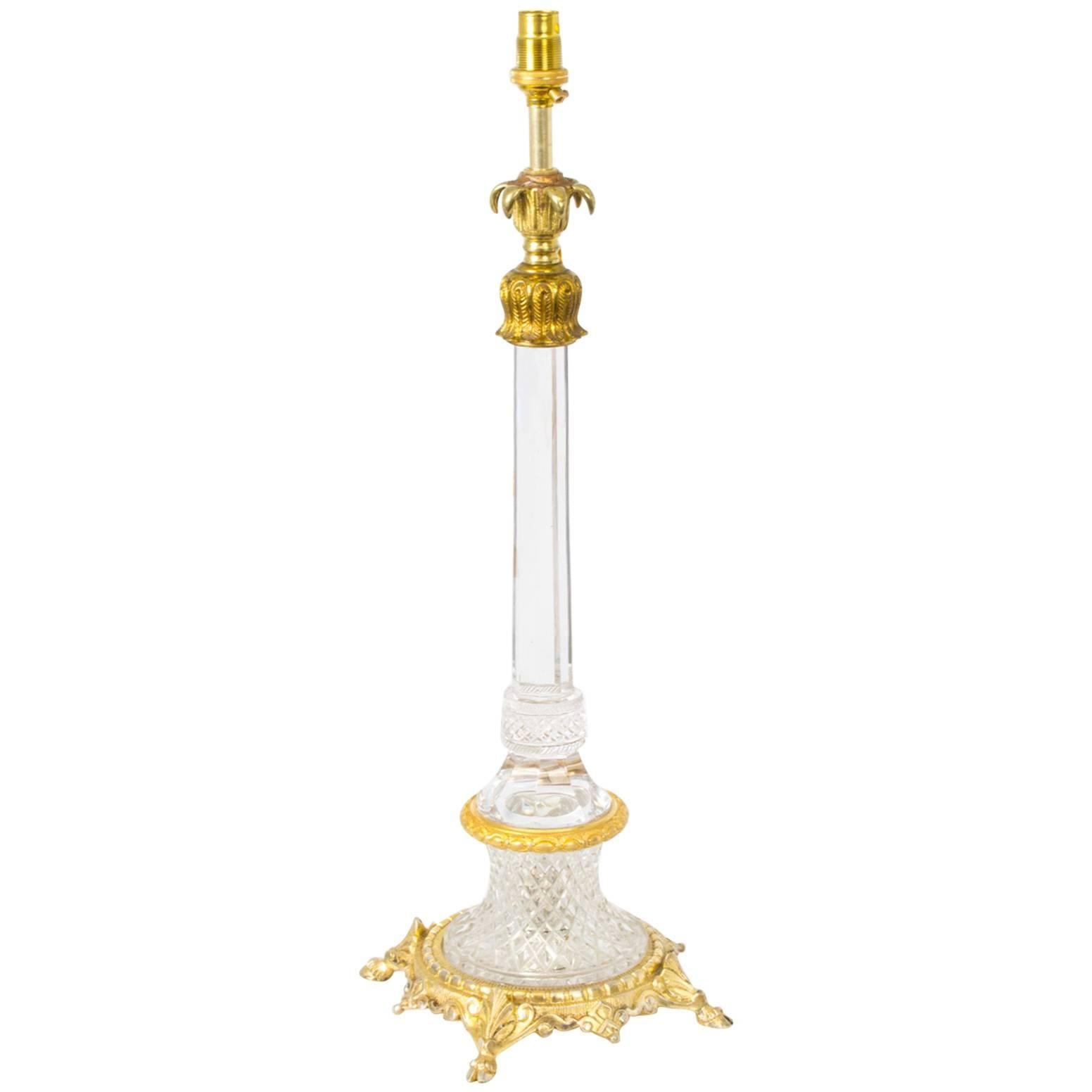19th Century Ormolu Clarke's Cricklite Crystal Table Lamp