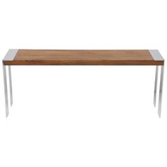 Milo Baughman Walnut and Chrome Console