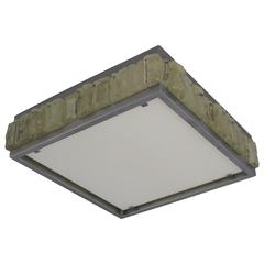 Fine French Art Deco Square Glass and Chrome Flush Mount by Perzel 7
