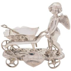 19th Century Victorian Silver Plated Cherub Table Salt, circa 1880