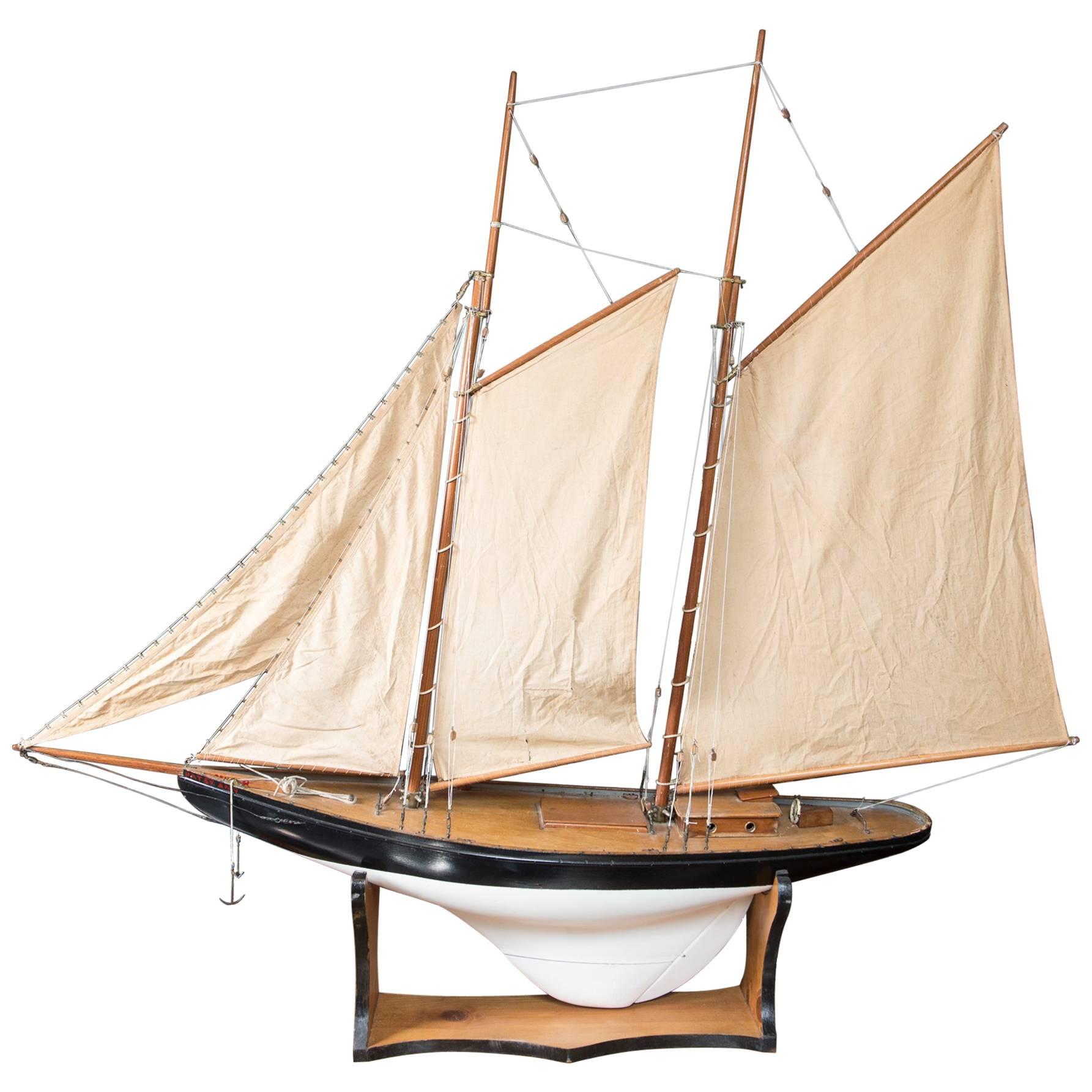 Vintage Schooner Model Sail Boat "Patsy-Ann"