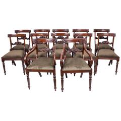 Vintage Set 14 Regency Style Mahogany Bar Back Dining Chairs