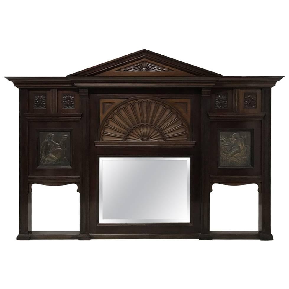 Arts and Crafts Mahogany Overmantel in the Manner of George Jack