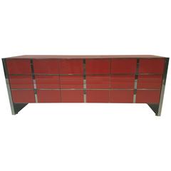 Amazing Ello Dresser with Red Painted Glass