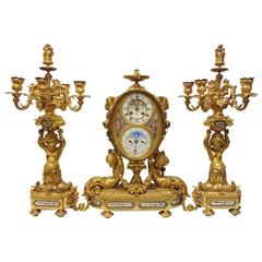 Charles Oudin Clock and Garniture