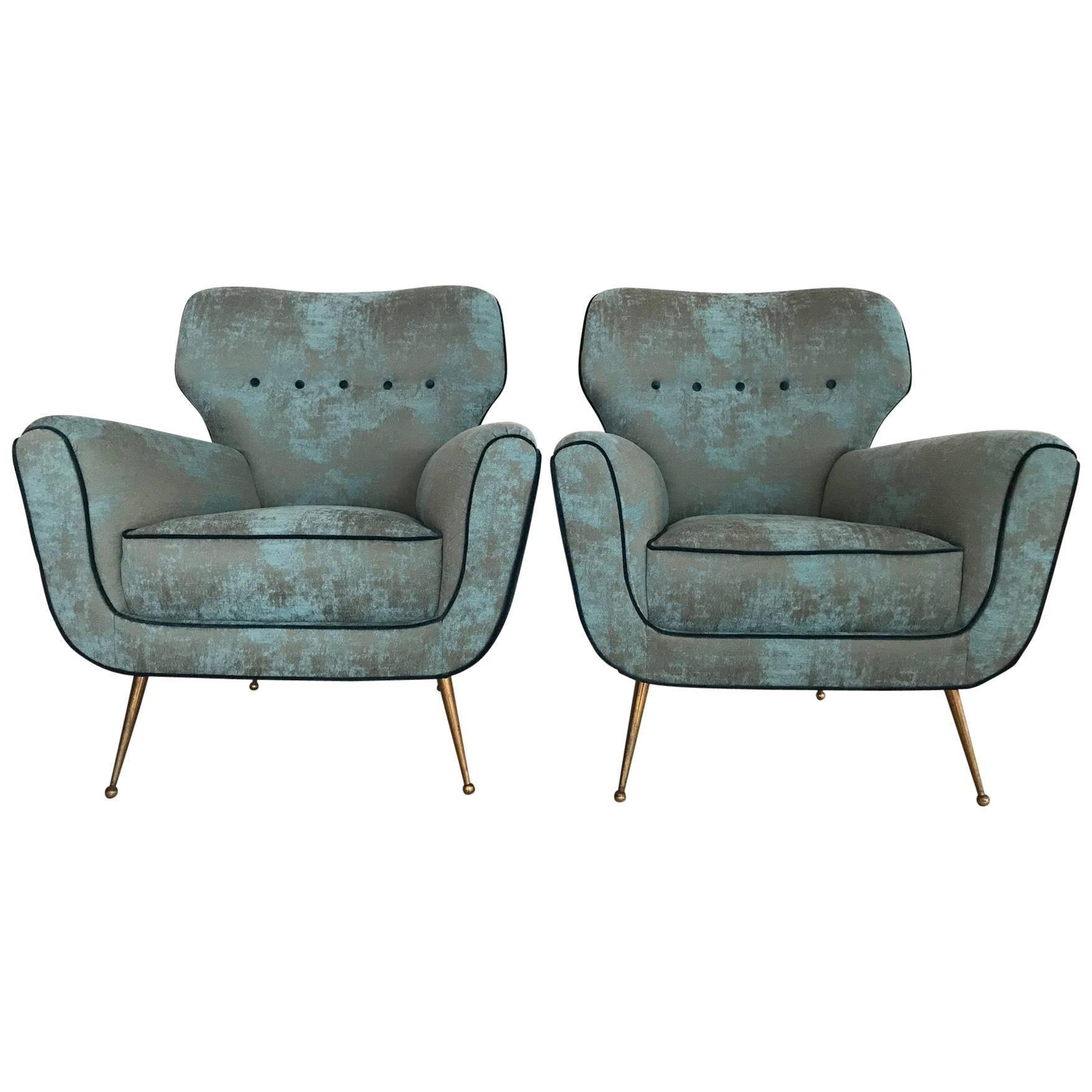 Pair of Italian Armchairs from 1950s For Sale