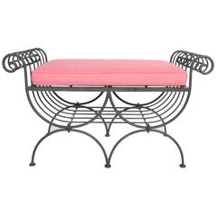 Midcentury Italian Wrought Iron Scroll Arm Bench For Sale At 1stdibs