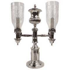 Edward F. Caldwell Silver Plated Bronze Argand Lamp