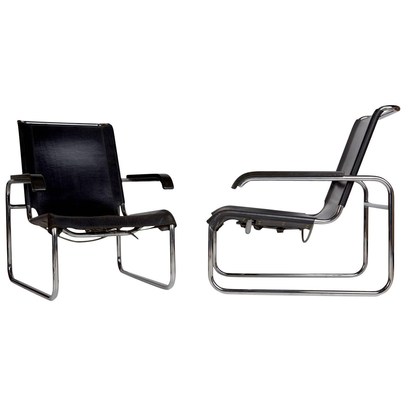 Pair of Thonet B35 Lounge Chairs by Marcel Breuer, circa 1960